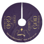 宗教出生マンガーファミリー名クリスマス ブラッシュドポリエステルツリースカート (正面)