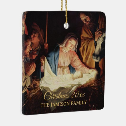 宗教出生家族の写真クリスマスギフト セラミックオーナメント (右)