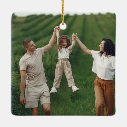 宗教出生家族の写真クリスマスギフト セラミックオーナメント (裏面)