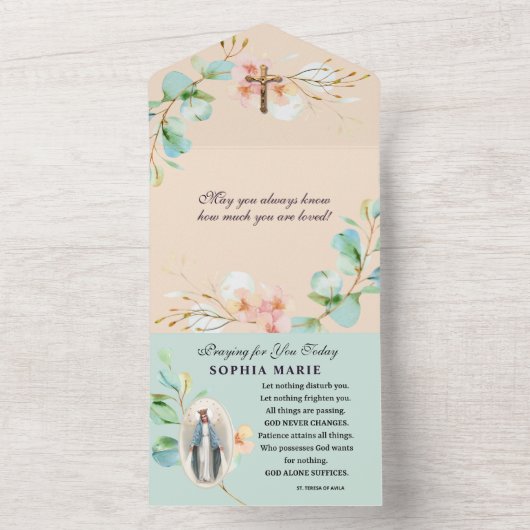 宗教勇気付けられる支援聖なる書物、 経典フローラ オールインワン招待状 (内側)