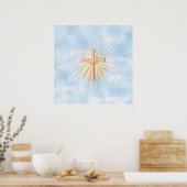 宗教十字からの光の光(W/Cloud) ポスター (キッチン)