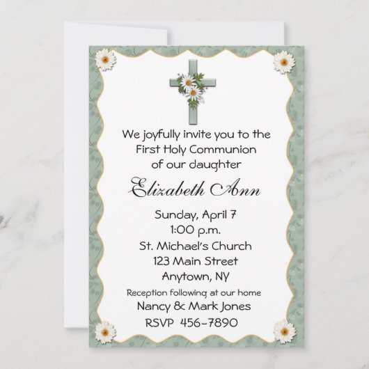 宗教十字デイジー招待状 招待状 (正面)