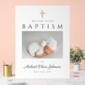 宗教十字写真少年バプテスマ歓迎 アクリルサイン (ウェディング)