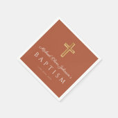 宗教十字型テラコッタバプテスマ スタンダードカクテルナプキン (角)