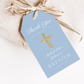 宗教十字型ベビーブルーボーイバプテスマ ギフトタグ