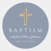 宗教十字塵性ブルーボーイバプテスマ ラウンドシール (正面)