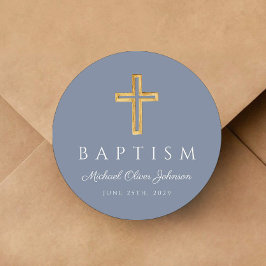 宗教十字塵性ブルーボーイバプテスマ ラウンドシール