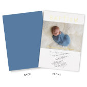 宗教十字子バプテスマ写真金ゴールド 箔招待状