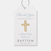 宗教十字子ベビーブルーバプテスマ ギフトタグ (正面)