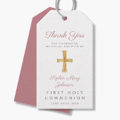 宗教十字少女ピンクの最初の聖餐式 ギフトタグ