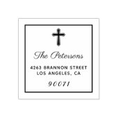 宗教十字架カスタム差出人住所 ラバースタンプ (インプリント)