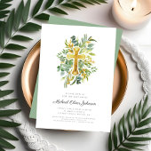 宗教十字植物洗礼 招待状