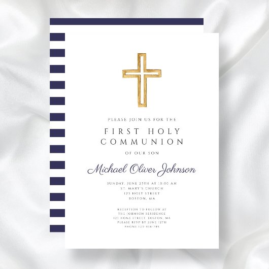 宗教十字海軍ブルーボーイファースト聖餐式 招待状