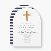 宗教十字海軍ブルーボーイファースト・コミュニオンアーチ 招待状