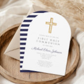 宗教十字海軍ブルーボーイファースト・コミュニオンアーチ 招待状