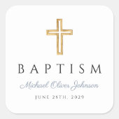 宗教十字砂埃の青いスクリプトボーイバプテスマ スクエアシール (正面)