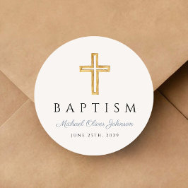 宗教十字砂埃の青いスクリプトボーイバプテスマ ラウンドシール