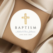 宗教十字砂埃の青いスクリプトボーイバプテスマ ラウンドシール