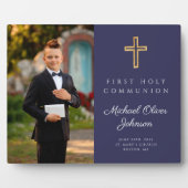 宗教十字第1聖体少年フォトブルー フォトプラーク (正面)