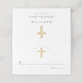 宗教十字緑の少年バプテスマ プレイスカード (外部開封)