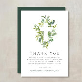 宗教十字緑植物洗礼 サンキューカード