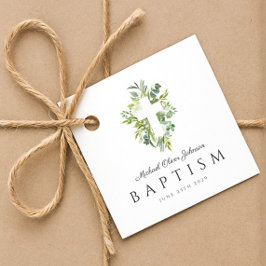 宗教十字緑植物洗礼 フェイバータグ