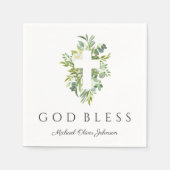 宗教十字緑植物神バプテスマ祝福 スタンダードカクテルナプキン (正面)