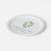 宗教十字緑植物神バプテスマ祝福 ペーパープレート (アングル)