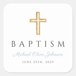 宗教十字赤ちゃんブルースクリプトボーイバプテスマ スクエアシール