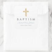 宗教十字赤ちゃんブルースクリプトボーイバプテスマ スクエアシール (バッグ)