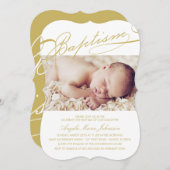 宗教原稿がある洗礼の数珠の十字の女の子の写真 招待状 (正面/裏面)