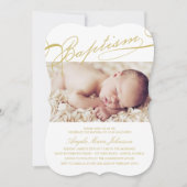 宗教原稿がある洗礼の数珠の十字の女の子の写真 招待状 (正面)