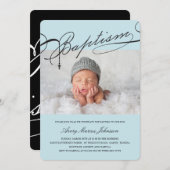 宗教原稿がある洗礼の数珠の十字の男の子の写真 招待状 (正面/裏面)