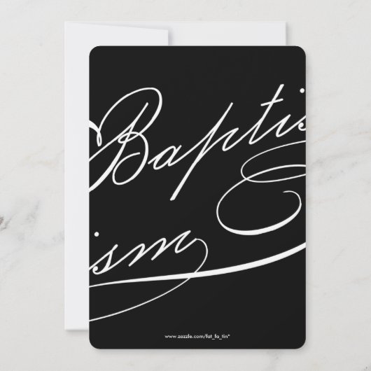 宗教原稿がある洗礼の数珠の十字の男の子の写真 招待状 (裏面)