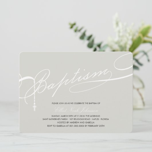 宗教原稿がある洗礼の数珠の十字の銀 招待状 (スタンド正面)