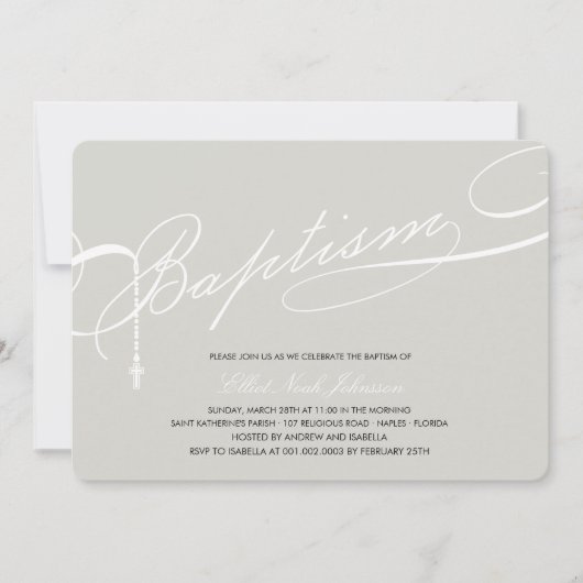宗教原稿がある洗礼の数珠の十字の銀 招待状 (正面)