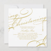 宗教原稿がある《キリスト教》洗礼式や命名式のモダンな十字の金ゴールド 招待状 (正面)