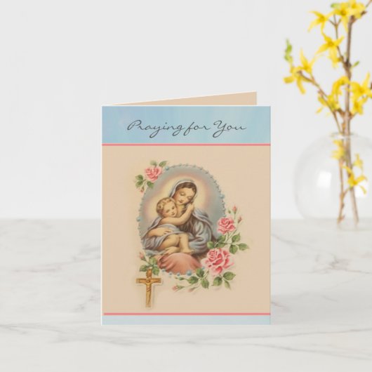 宗教友好祈りの言葉ヴァージンメアリーカード カード (黄色い花)