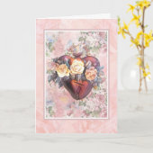 宗教友好祈りの言葉ヴァージンメアリーハート カード (黄色い花)