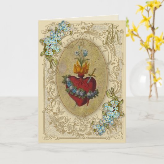 宗教友好祈りの言葉ヴァージンメアリーヴィンテージ カード (黄色い花)