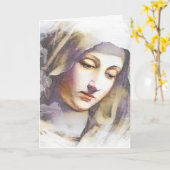 宗教友好祈りの言葉ヴァージンメアリーヴィンテージ カード (黄色い花)