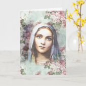 宗教友好祈りの言葉ヴァージンメアリーヴィンテージ カード (黄色い花)