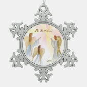 宗教天使パーソナライズされた スノーフレークピューターオーナメント (正面)