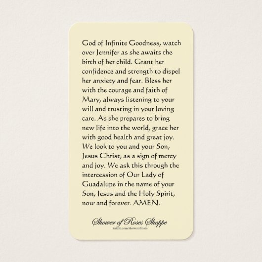 宗教妊娠祈りの言葉グアダループカトリック (裏面)