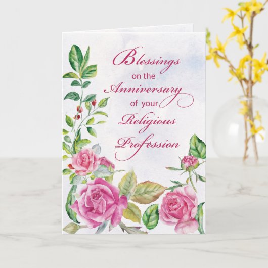 宗教専門職ピンクウォーターの修道会 カード (黄色い花)
