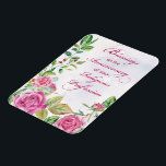 宗教専門職ピンクローズ修道会 マグネット<br><div class="desc">恵みを送る美しい方法祝は宗教のカトリックの修道女の記念日。ピンクのバラがエレガントスクリプトの周りに書、柔らかい水の色の背景に。</div>