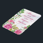 宗教専門職ピンクローズ修道会 マグネット<br><div class="desc">恵みを送る美しい方法祝は宗教のカトリックの修道女の記念日。ピンクのバラがエレガントスクリプトの周りに書、柔らかい水の色の背景に。</div>