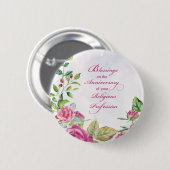 宗教専門職ピンクローズ修道会 缶バッジ (正面&裏面)