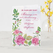 宗教専門職ピンク七十五周年記念 カード (黄色い花)