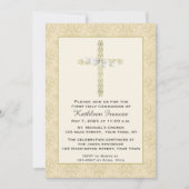 宗教弓が付いている華美な金ゴールドの十字 招待状 (正面)